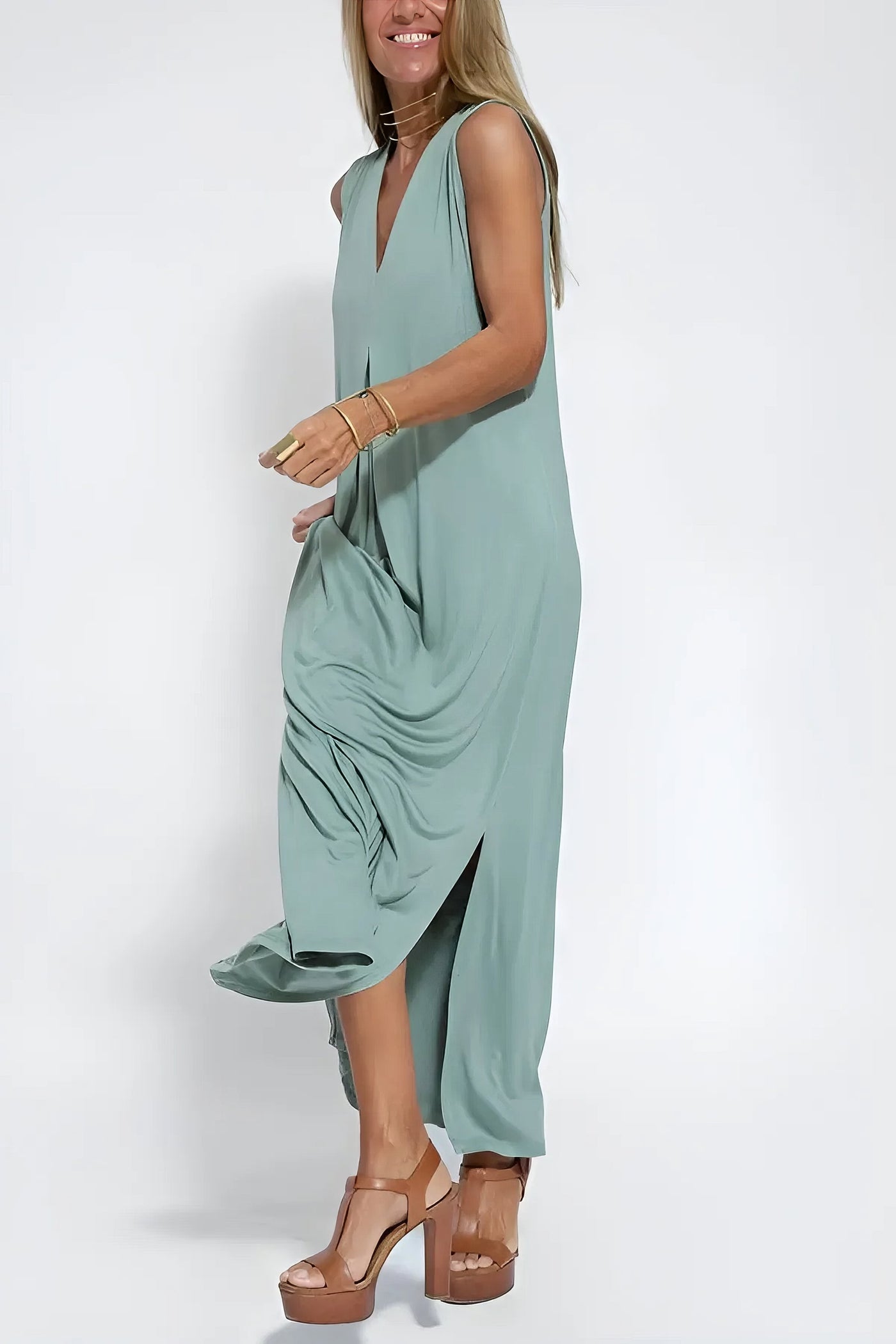 Elegant Lang Kjole + Matchende Cardigan SOM EN GAVE