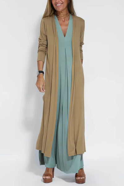 Elegant Lang Kjole + Matchende Cardigan SOM EN GAVE